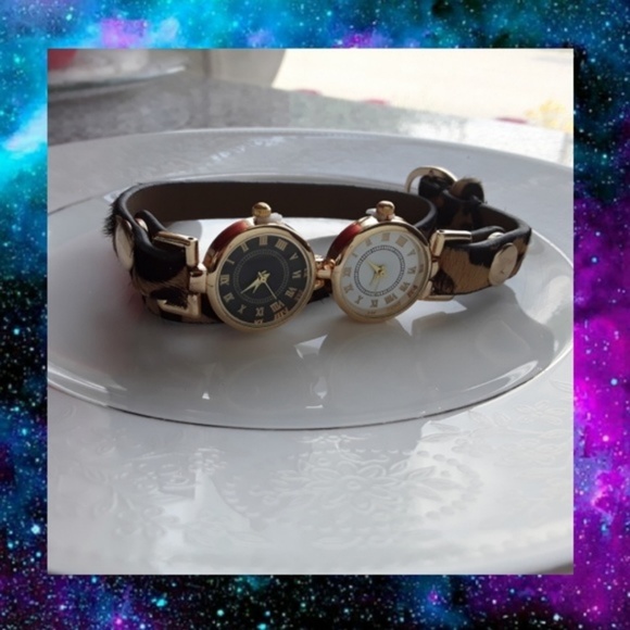 lmw0082 Accessories - Leopard Print Double Time Zone Wrap Watch new batt